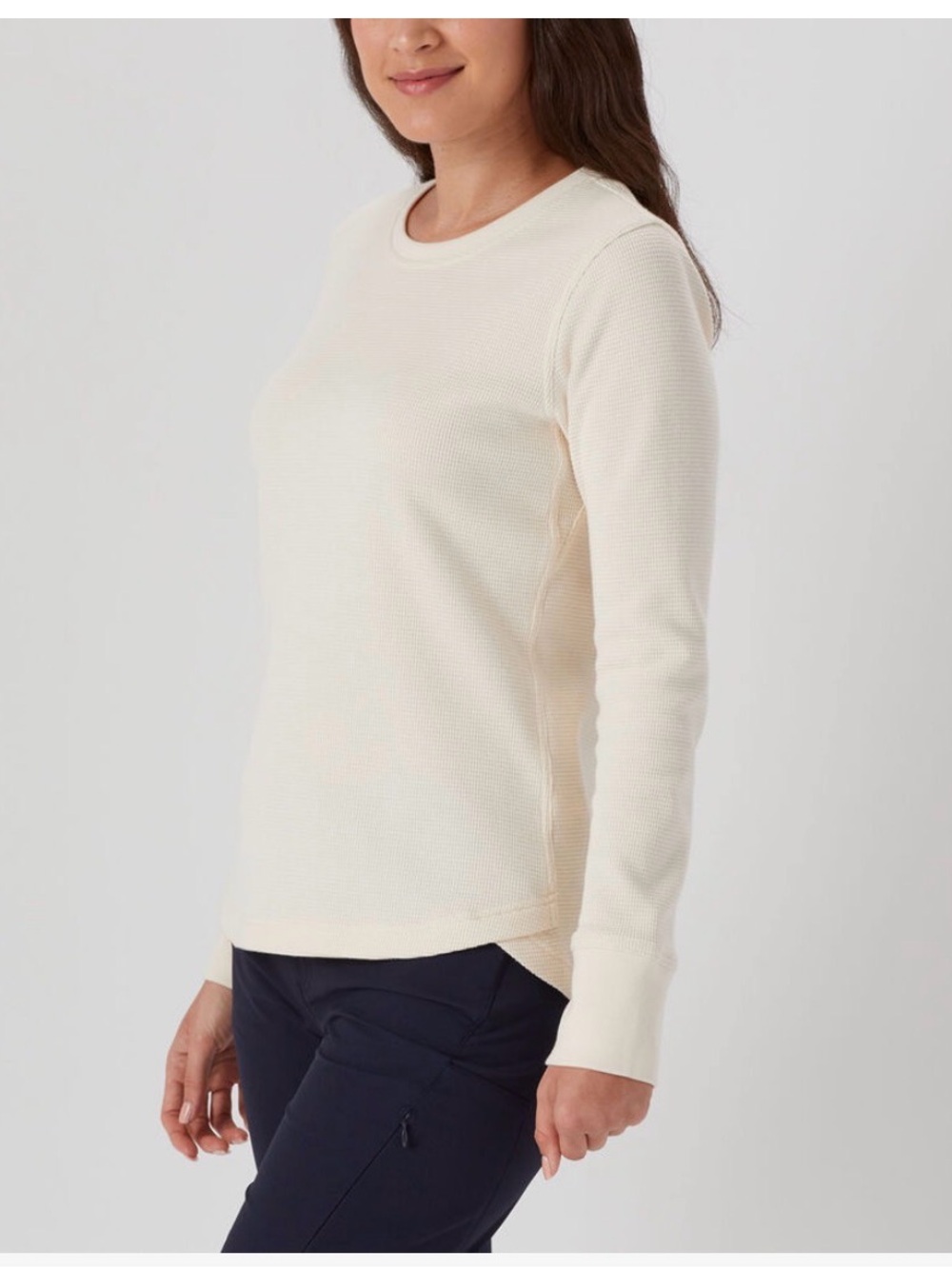 Duluth Trading Co Cream Long Sleeve Waffle-Knit Tee Size S NWOT